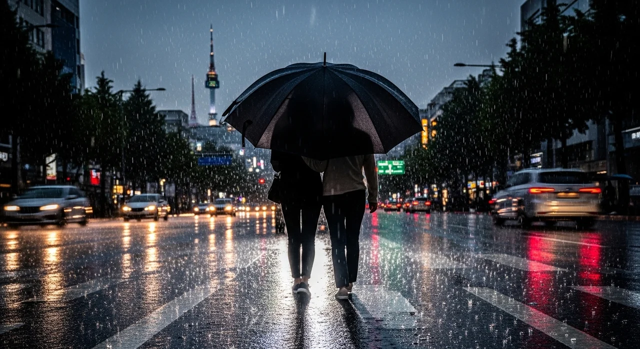 둘이 써도 넉넉한 골프우산, 급할 때 찾는 비닐우산