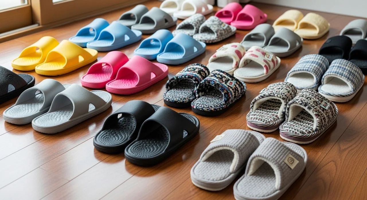 슬리퍼 소재별 차이점 완벽 정리: EVA, PVC, 패브릭 비교